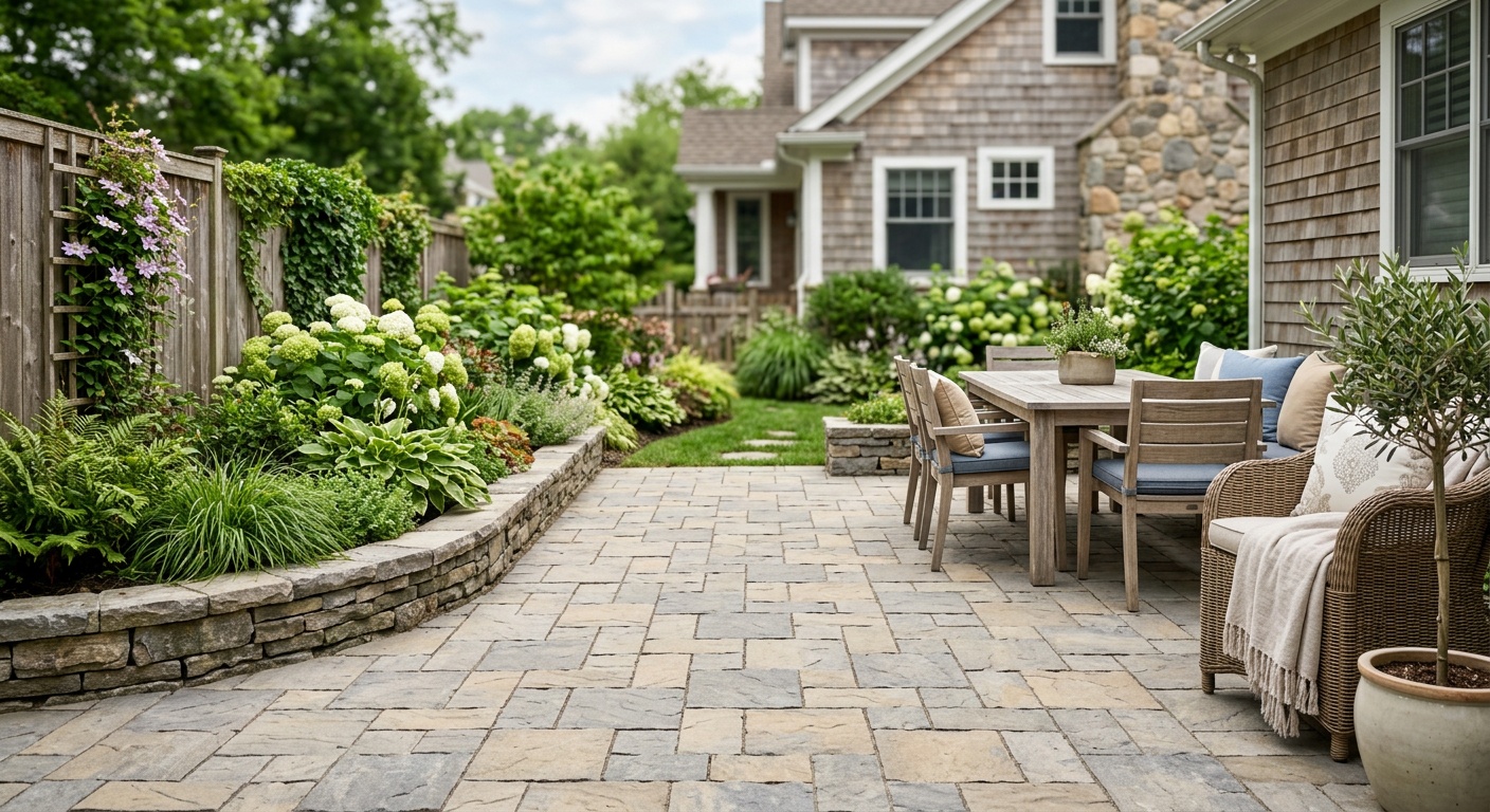 Pavers over concrete installation